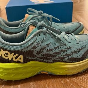 Hoka One One Speedgoat 5 1123157-SBDCT Mens 9 B Shoes Stone Blue Citron Sneaker